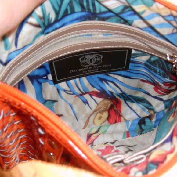 Vintage 80's Woven Leather Orange and Black Sharif Crossbody Bag - Picture 10 of 10